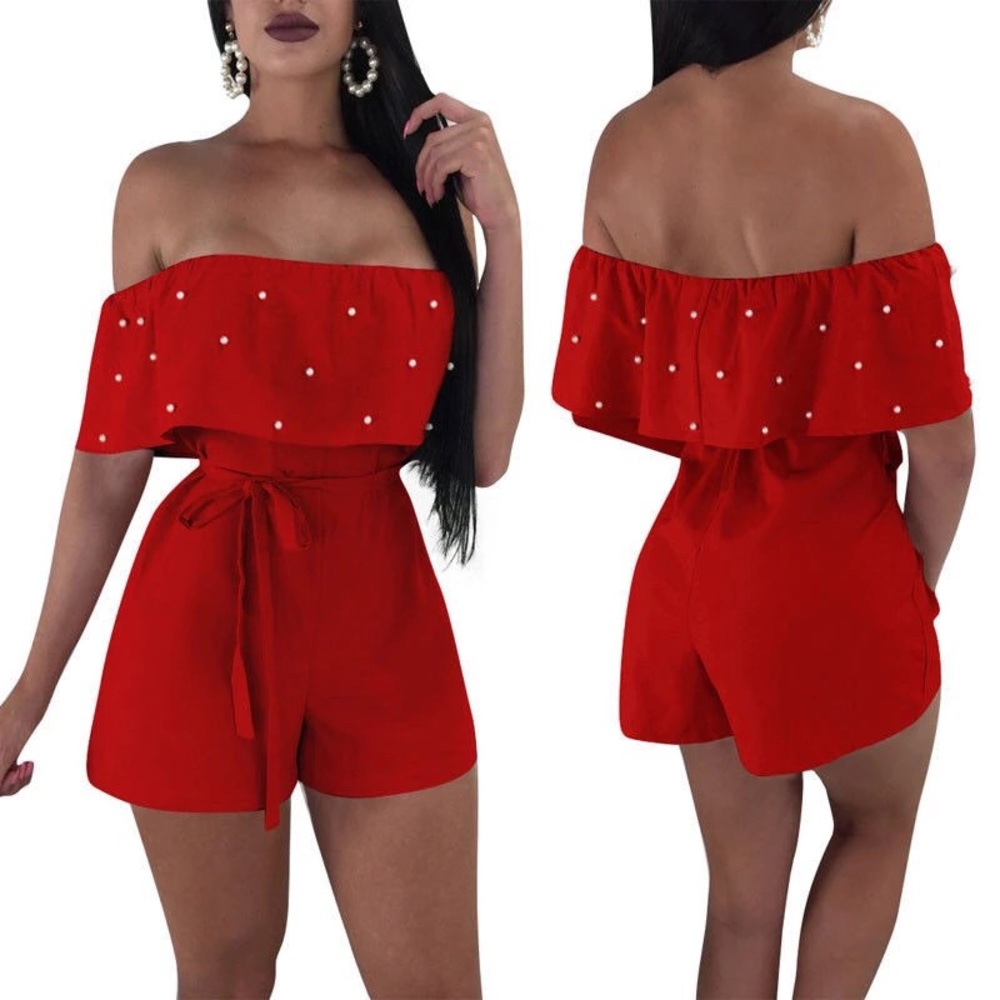 New Inventory!  Pearl Embellished Romper- Playsuit